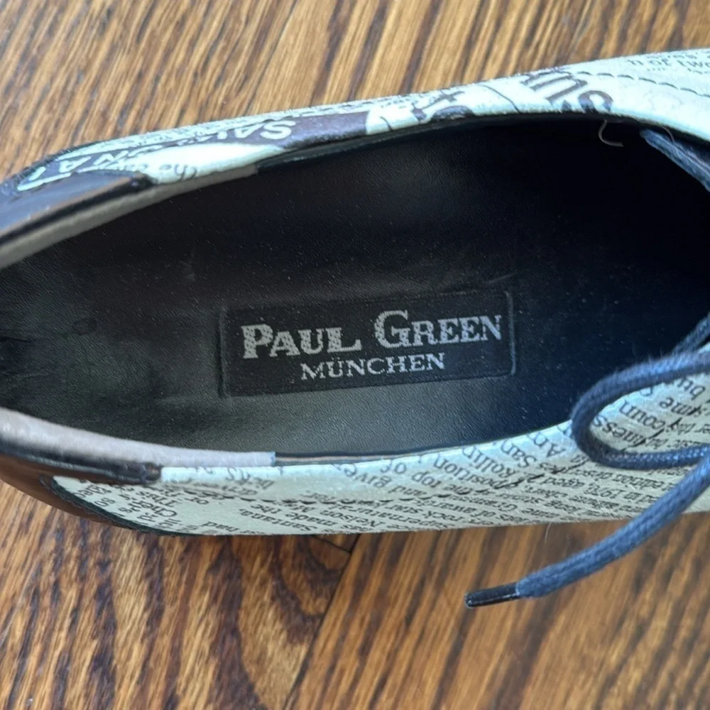 Paul Green Munchen Women’s Leather Loafer Lace Up Buckle Print Graphic